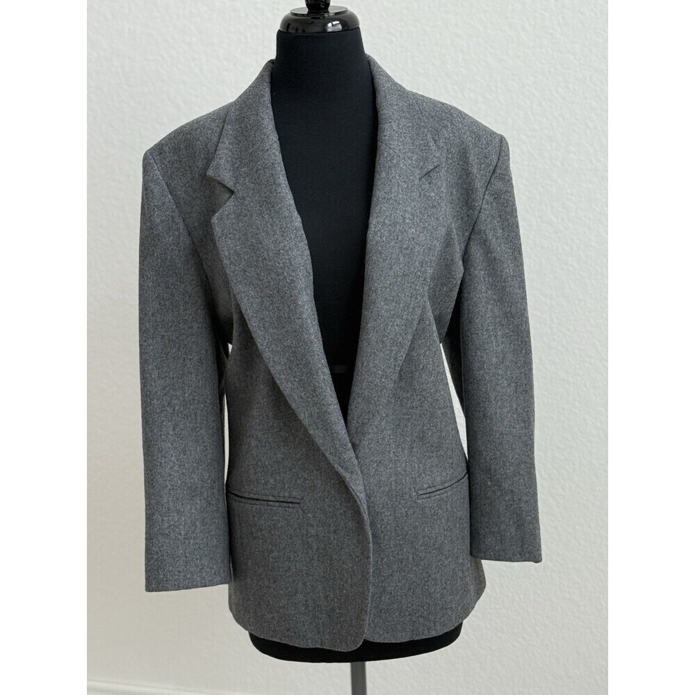 Pendleton Women’s 16 Pure Virgin‎ Wool Gray One Button Blazer USA Made Academia